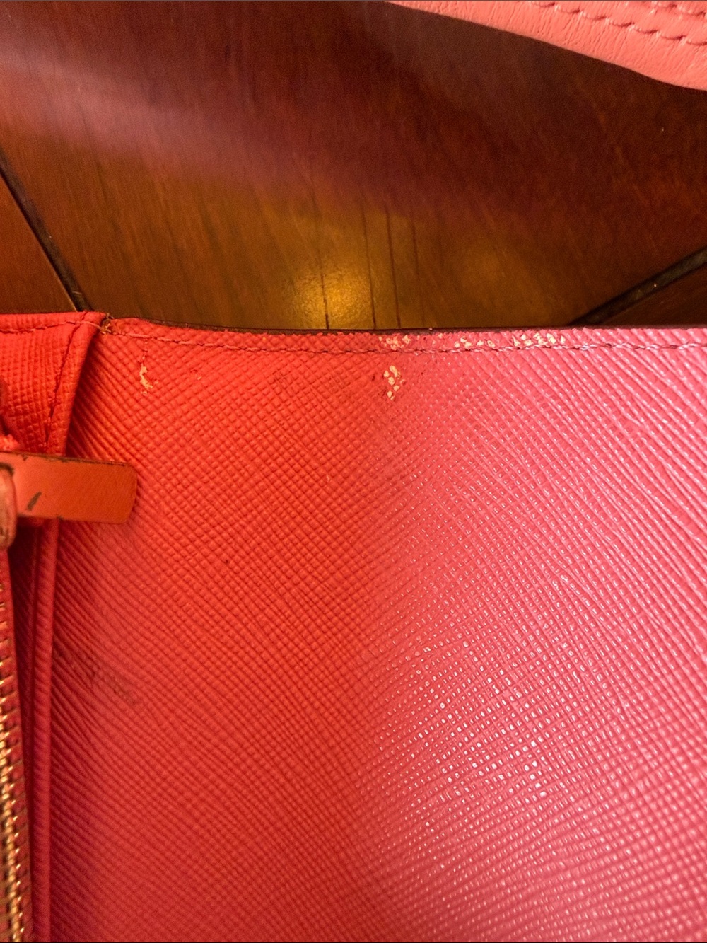 Coach Coral Leather Shoulder Bag with Coral Accent Wallet - Picture 5 of 12